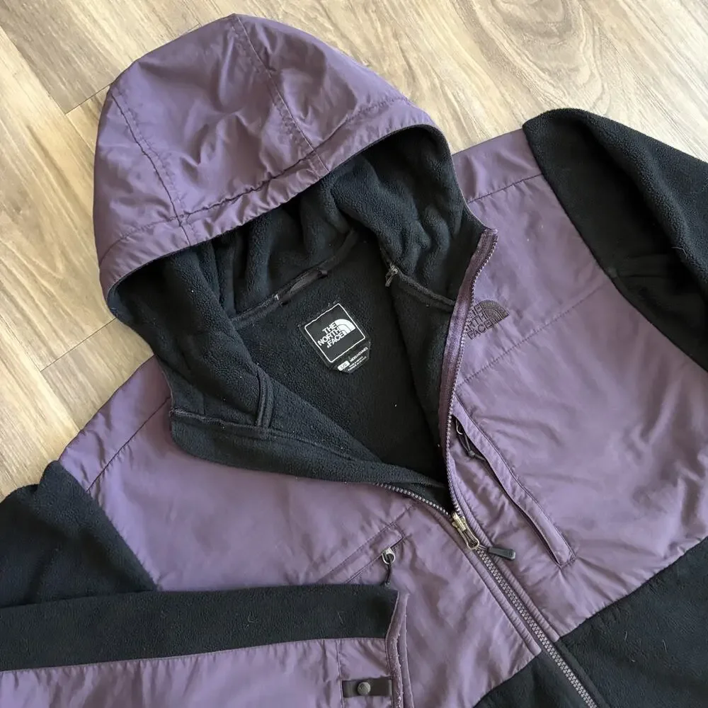 Vintage The North Face Hooded Denali Jacket Men's Size L Purple Black Fleece